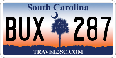 SC license plate BUX287