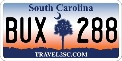 SC license plate BUX288