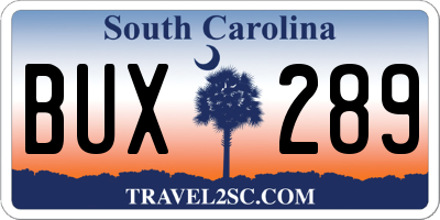 SC license plate BUX289