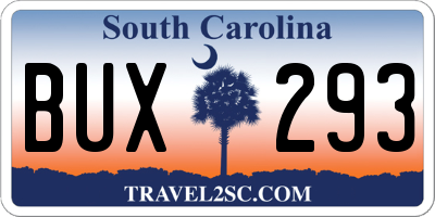 SC license plate BUX293