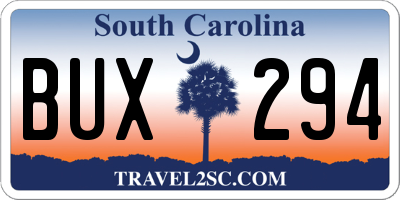 SC license plate BUX294