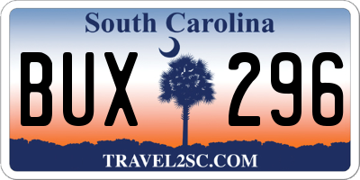 SC license plate BUX296