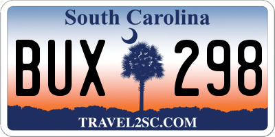 SC license plate BUX298