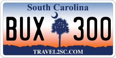 SC license plate BUX300