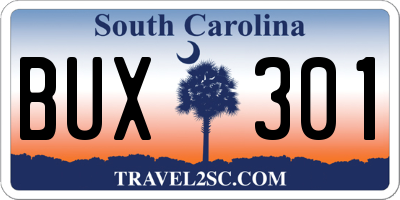 SC license plate BUX301