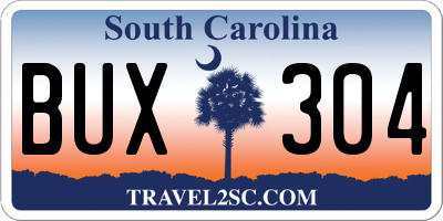 SC license plate BUX304