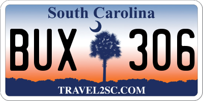 SC license plate BUX306