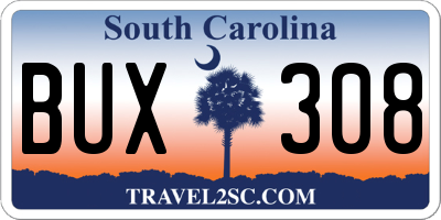 SC license plate BUX308