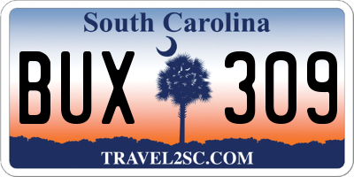SC license plate BUX309