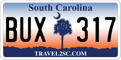 SC license plate BUX317