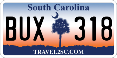 SC license plate BUX318
