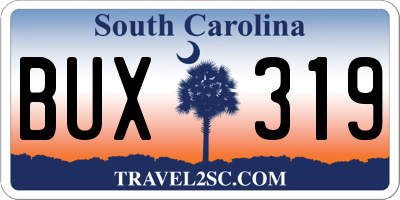 SC license plate BUX319