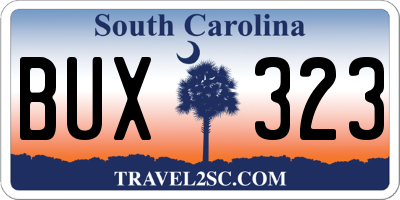 SC license plate BUX323