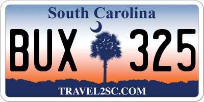 SC license plate BUX325