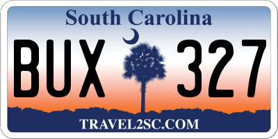 SC license plate BUX327