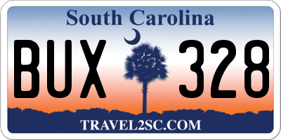 SC license plate BUX328