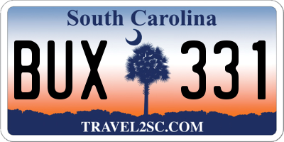 SC license plate BUX331