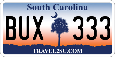 SC license plate BUX333