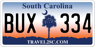 SC license plate BUX334