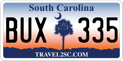 SC license plate BUX335
