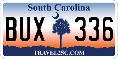 SC license plate BUX336