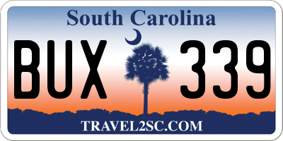 SC license plate BUX339