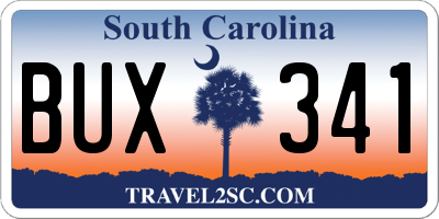 SC license plate BUX341
