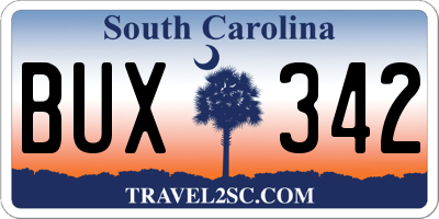 SC license plate BUX342