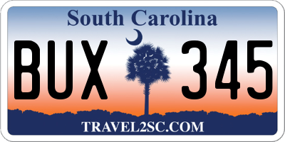 SC license plate BUX345