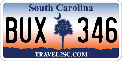 SC license plate BUX346