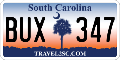 SC license plate BUX347