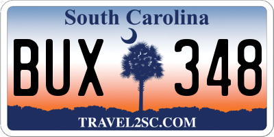 SC license plate BUX348