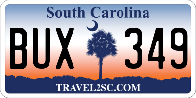 SC license plate BUX349