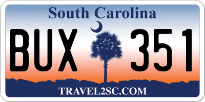 SC license plate BUX351