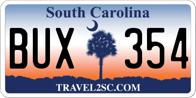 SC license plate BUX354