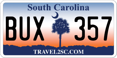 SC license plate BUX357