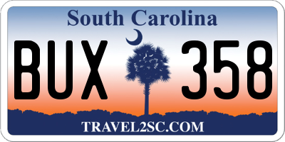 SC license plate BUX358