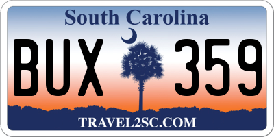 SC license plate BUX359