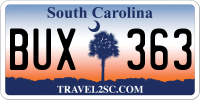 SC license plate BUX363