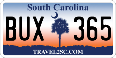 SC license plate BUX365