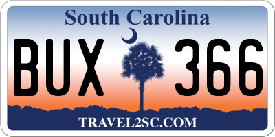 SC license plate BUX366