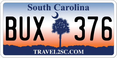 SC license plate BUX376