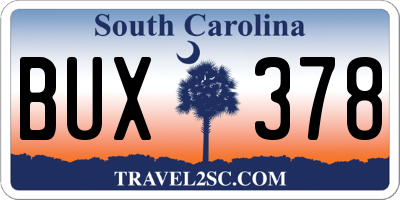 SC license plate BUX378