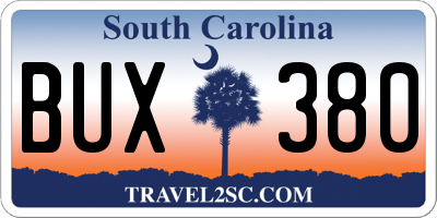 SC license plate BUX380