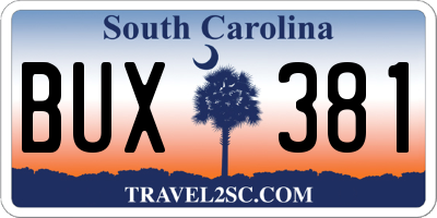 SC license plate BUX381
