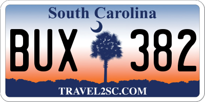 SC license plate BUX382