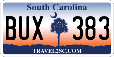 SC license plate BUX383