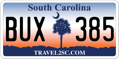 SC license plate BUX385