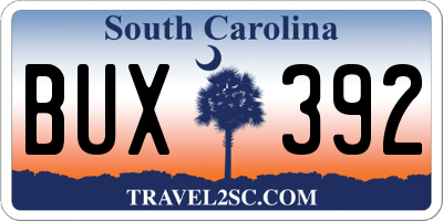 SC license plate BUX392