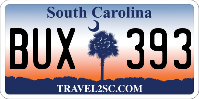 SC license plate BUX393